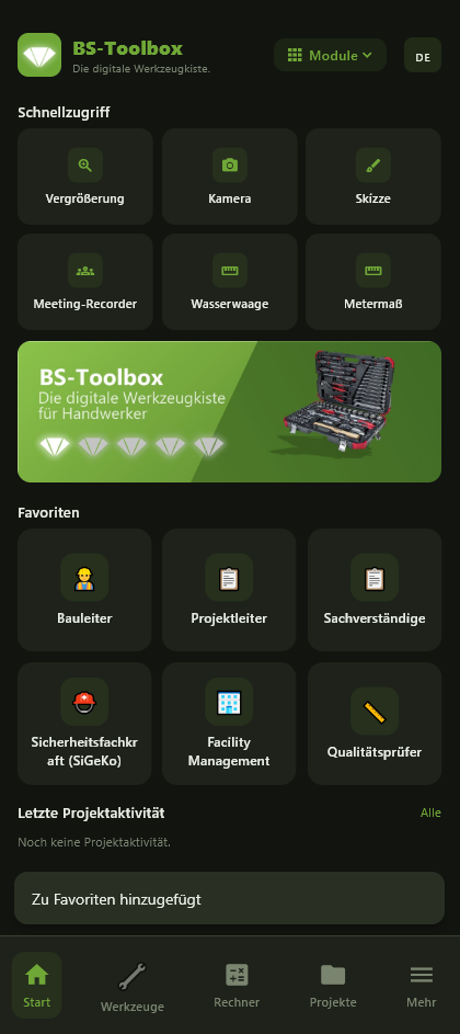 BS-Toolbox Startbildschirm